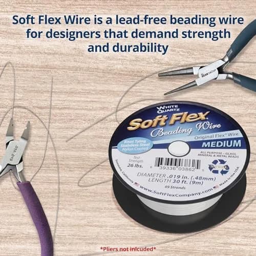 Soft Flex 49 Strand Beading Wire - Medium 0.019" (0.48mm) - 30 Feet (9.14m) | USA-Sourced for Jewelry Making thumbnail 4
