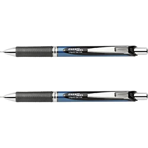 Pentel EnerGel RTX Retractable Liquid Gel Pen, 0.7mm Medium Line, Black Ink, 2 Count | Smooth Ink Flow for Left-Handed Writers thumbnail 1