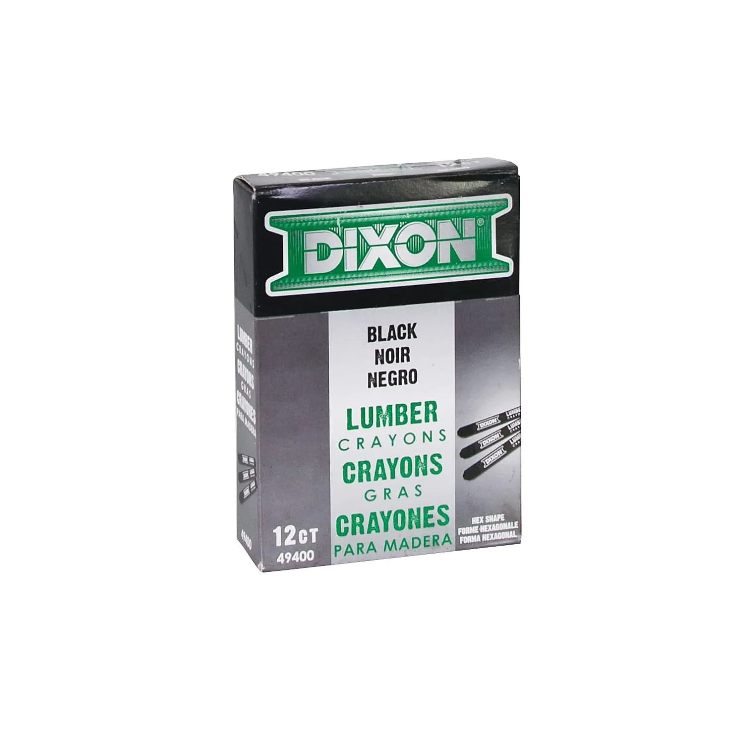 Dixon Lumber Crayons Carbon Black 12 Count (0.63 lb) | Fade-proof, Water-proof, Smear-proof Marking Tools - main product image