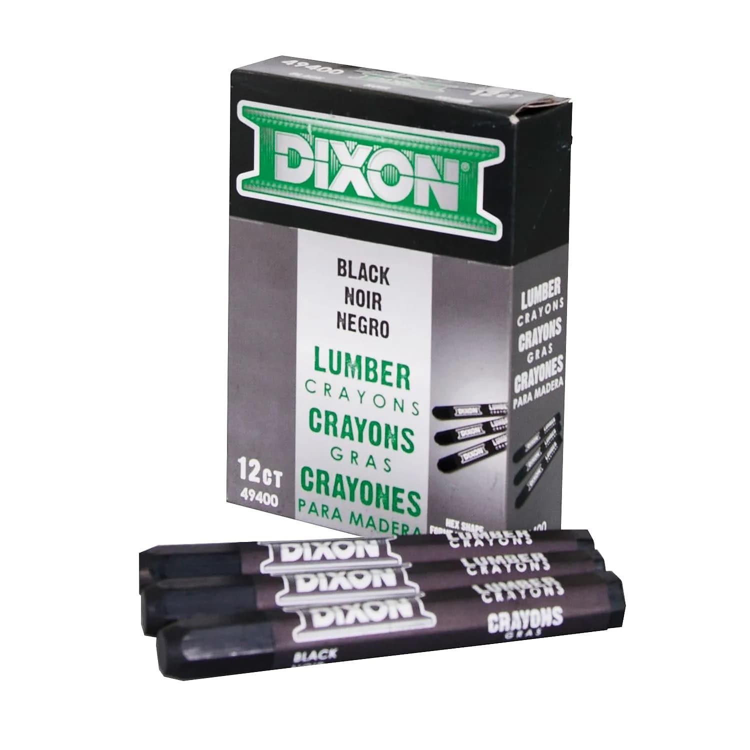 Dixon Lumber Crayons Carbon Black 12 Count (0.63 lb) | Fade-proof, Water-proof, Smear-proof Marking Tools - view 2