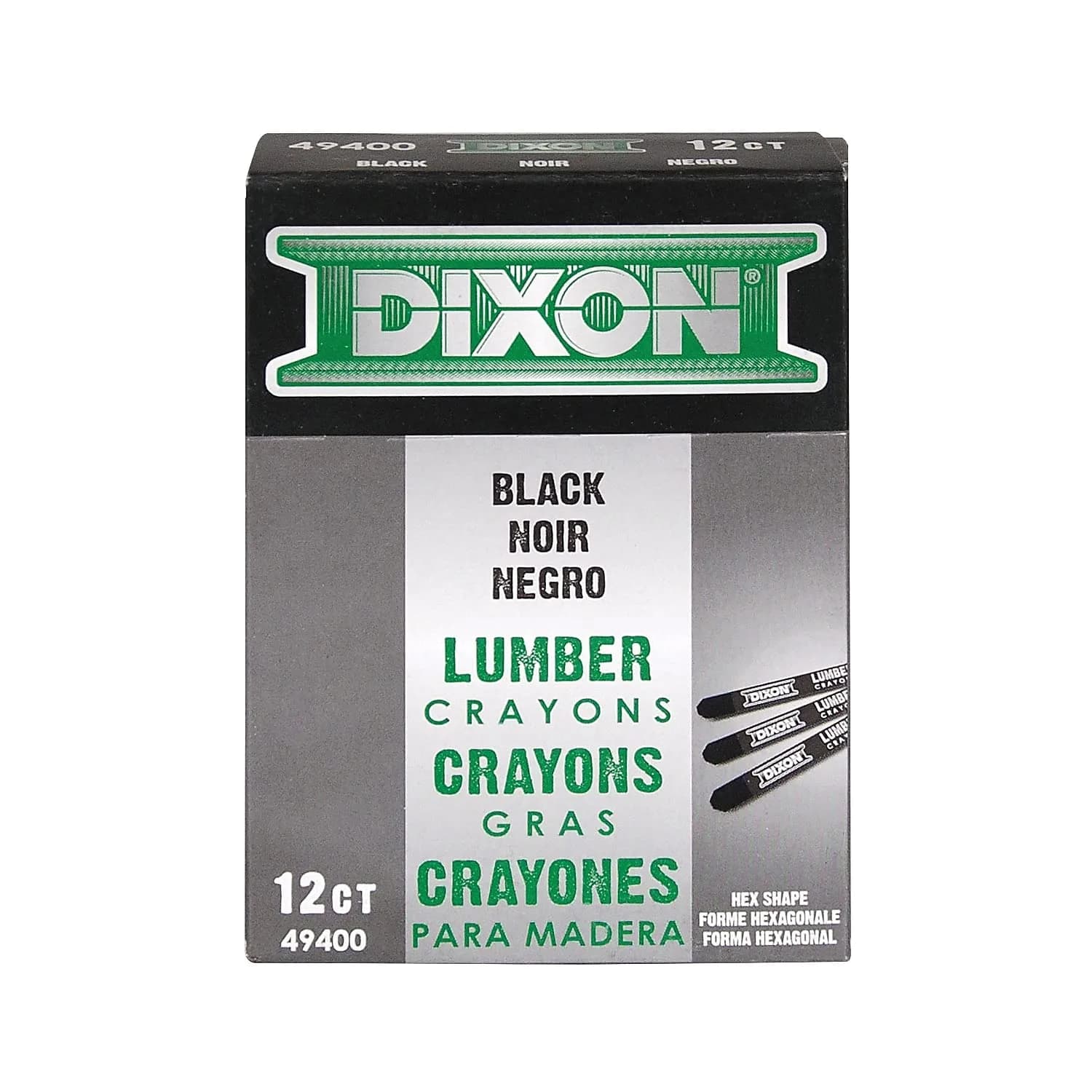 Dixon Lumber Crayons Carbon Black 12 Count (0.63 lb) | Fade-proof, Water-proof, Smear-proof Marking Tools - view 3