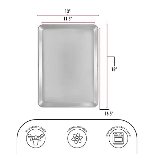 Fat Daddio's SP-HALF Natural Aluminum Half Sheet Pan, 18 x 13 x 1 inch | Durable Commercial Bakeware for Baking & Roasting thumbnail 4