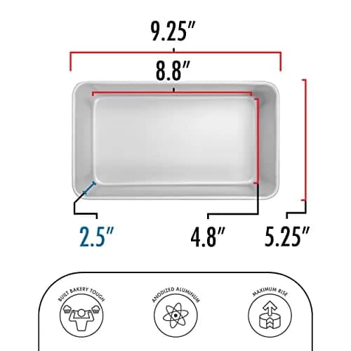Fat Daddio's BP-5643 Anodized Aluminum Bread Loaf Pan, 9 x 5 x 2.5 inch | 1 lb loaf size, quick heat-up, durable for daily baking thumbnail 3