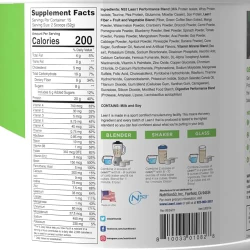 LEAN1 Vanilla Meal Replacement Protein Shake 27.5oz | Supports Weight Loss & Muscle Tone thumbnail 6