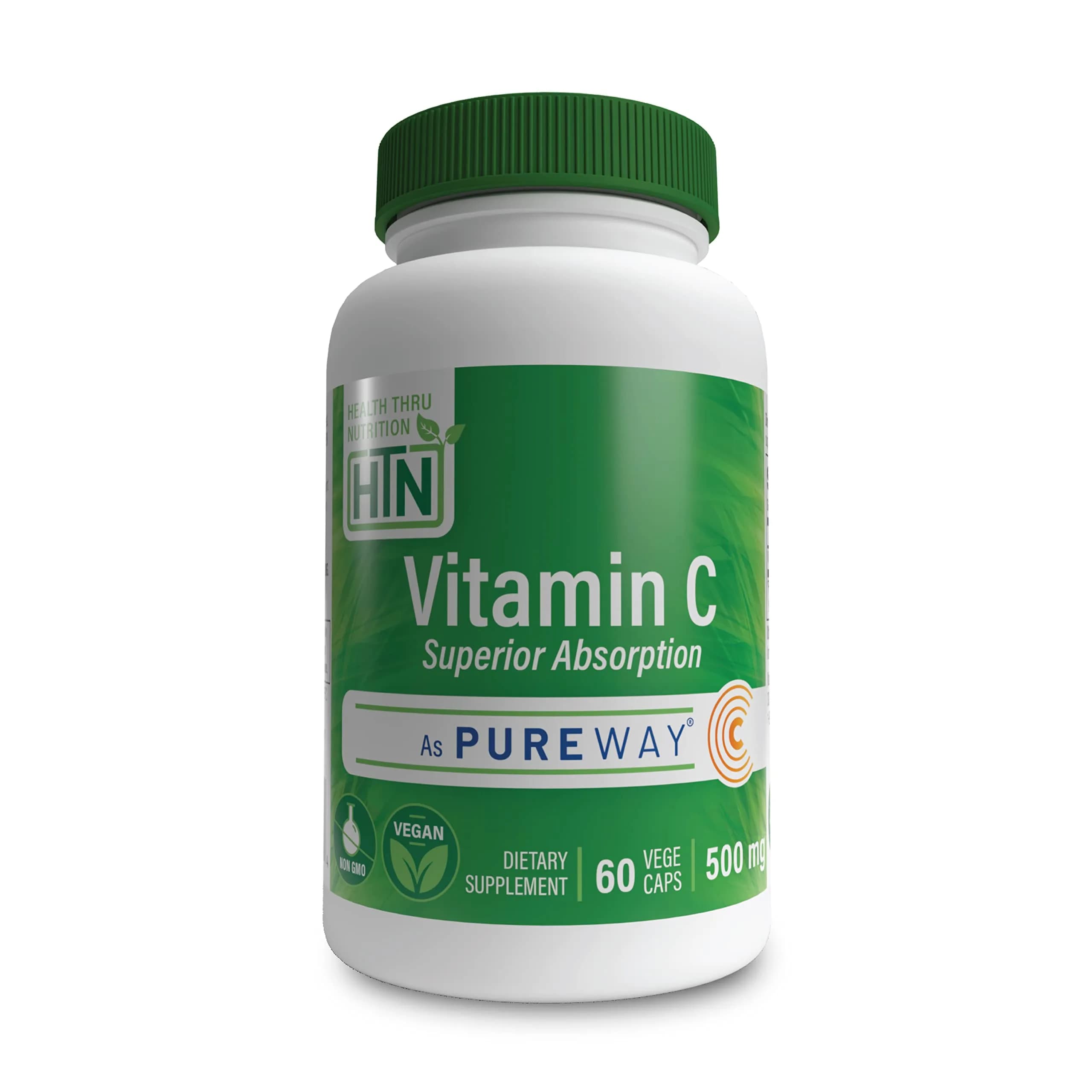 Health Thru Nutrition Vitamin-C 500mg PureWay-C 60 Count High Absorption | Supports Immune & Collagen | Vegan, Non-GMO