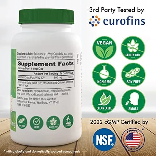 Health Thru Nutrition Vitamin-C 500mg PureWay-C 60 Count High Absorption | Supports Immune & Collagen | Vegan, Non-GMO thumbnail 2