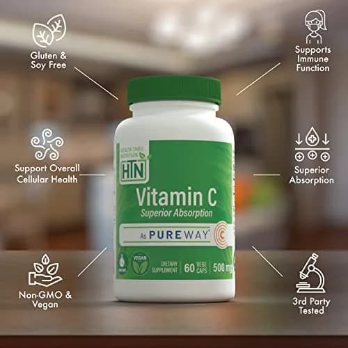 Health Thru Nutrition Vitamin-C 500mg PureWay-C 60 Count High Absorption | Supports Immune & Collagen | Vegan, Non-GMO thumbnail 3