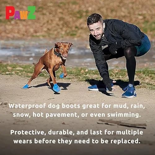 PawZ Rubber Dog Boots - Waterproof Non-Slip Dog Shoes for Hot Pavement, Tiny Size (12-Pack) thumbnail 7