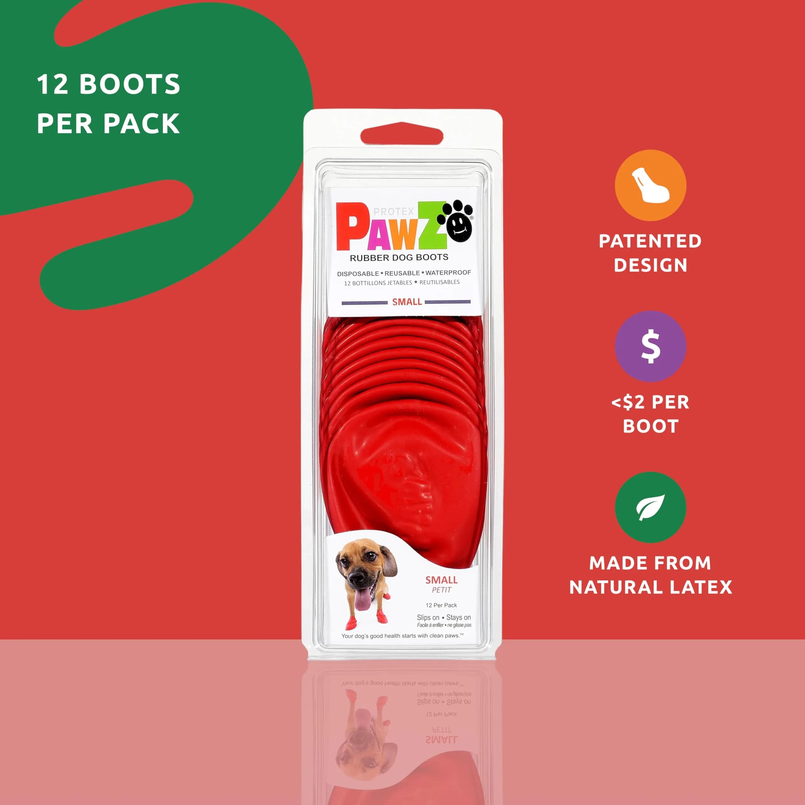 Protex PawZ Rubber Dog Boots Waterproof Non-Slip 12 Pack | All-Weather Paw Protection thumbnail 2