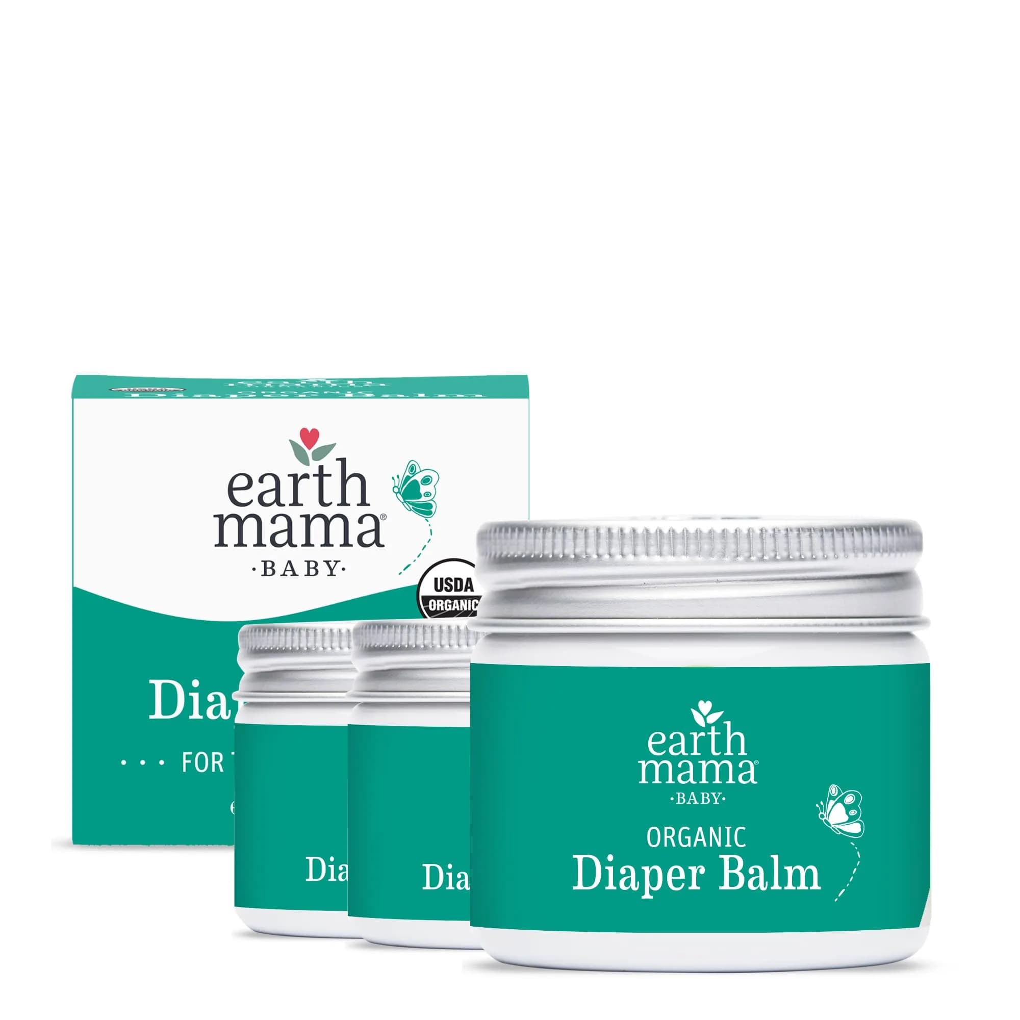 Earth Mama Organic Diaper Balm 60ml (2 Fl Oz) | EWG Verified, Petroleum & Fragrance-Free for Sensitive Skin (3-Pack)