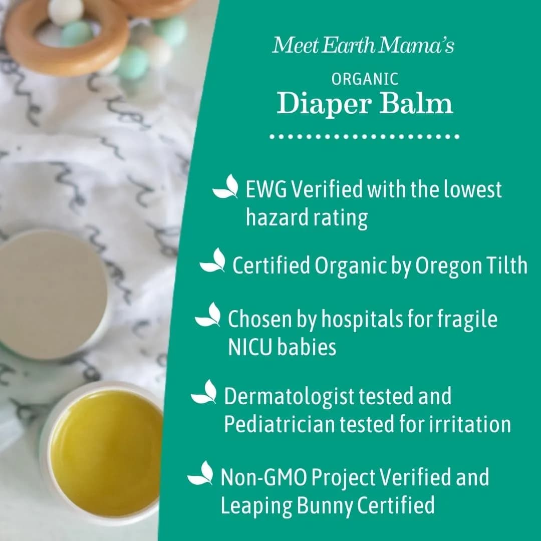 Earth Mama Organic Diaper Balm 60ml (2 Fl Oz) | EWG Verified, Petroleum & Fragrance-Free for Sensitive Skin (3-Pack) - view 5