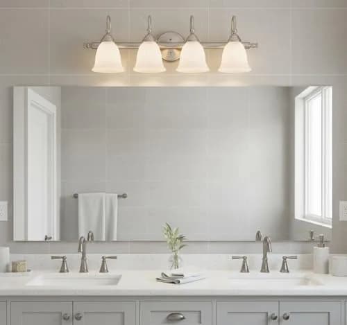Savoy House Brunswick Bath Vanity 4-Light Satin Nickel | 31in Wide, Damp Rated thumbnail 3
