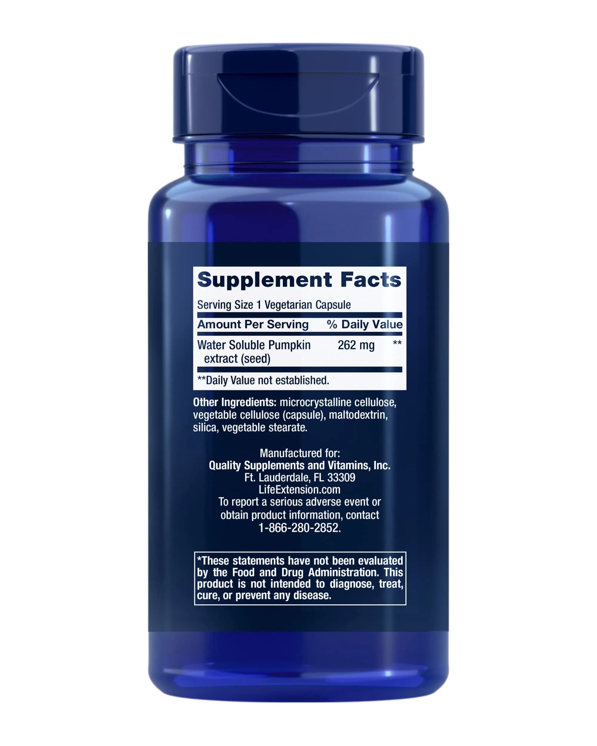 Life Extension Water-Soluble Pumpkin Seed Extract 60 Capsules | Promotes Prostate & Urinary Tract Health - view 2