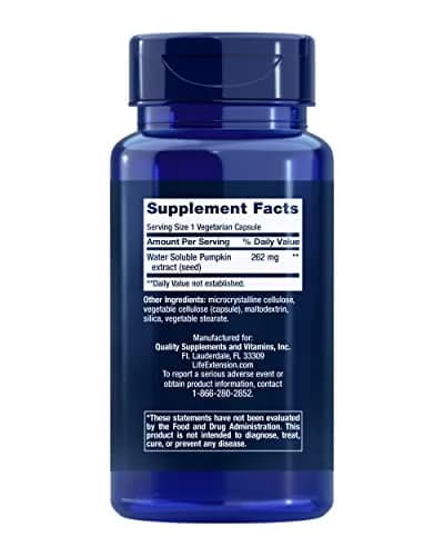 Life Extension Water-Soluble Pumpkin Seed Extract 60 Capsules | Promotes Prostate & Urinary Tract Health thumbnail 2