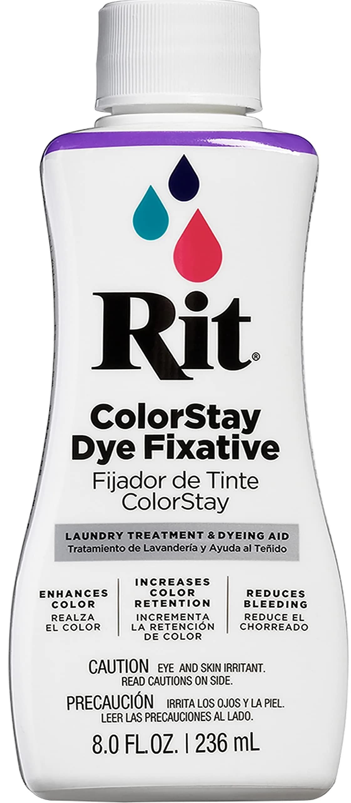 Rit ColorStay Dye Fixative Liquid 236ml (8 fl oz) | Locks in Color & Reduces Bleeding — Clear