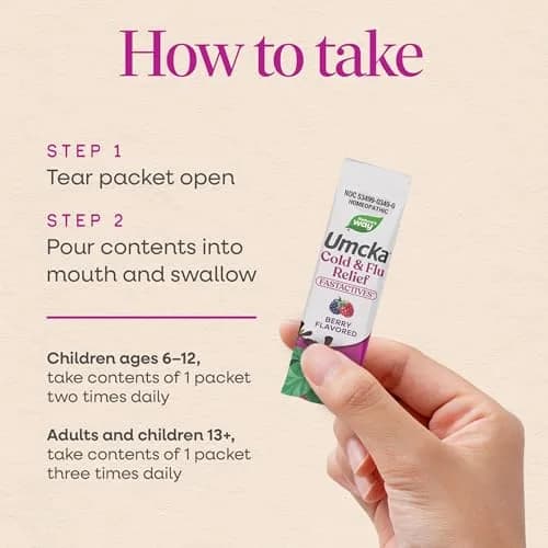 Nature's Way Umcka Cold & Flu Relief FastActives Berry Powder 10 Packets | Homeopathic Multi-Symptom Relief thumbnail 5