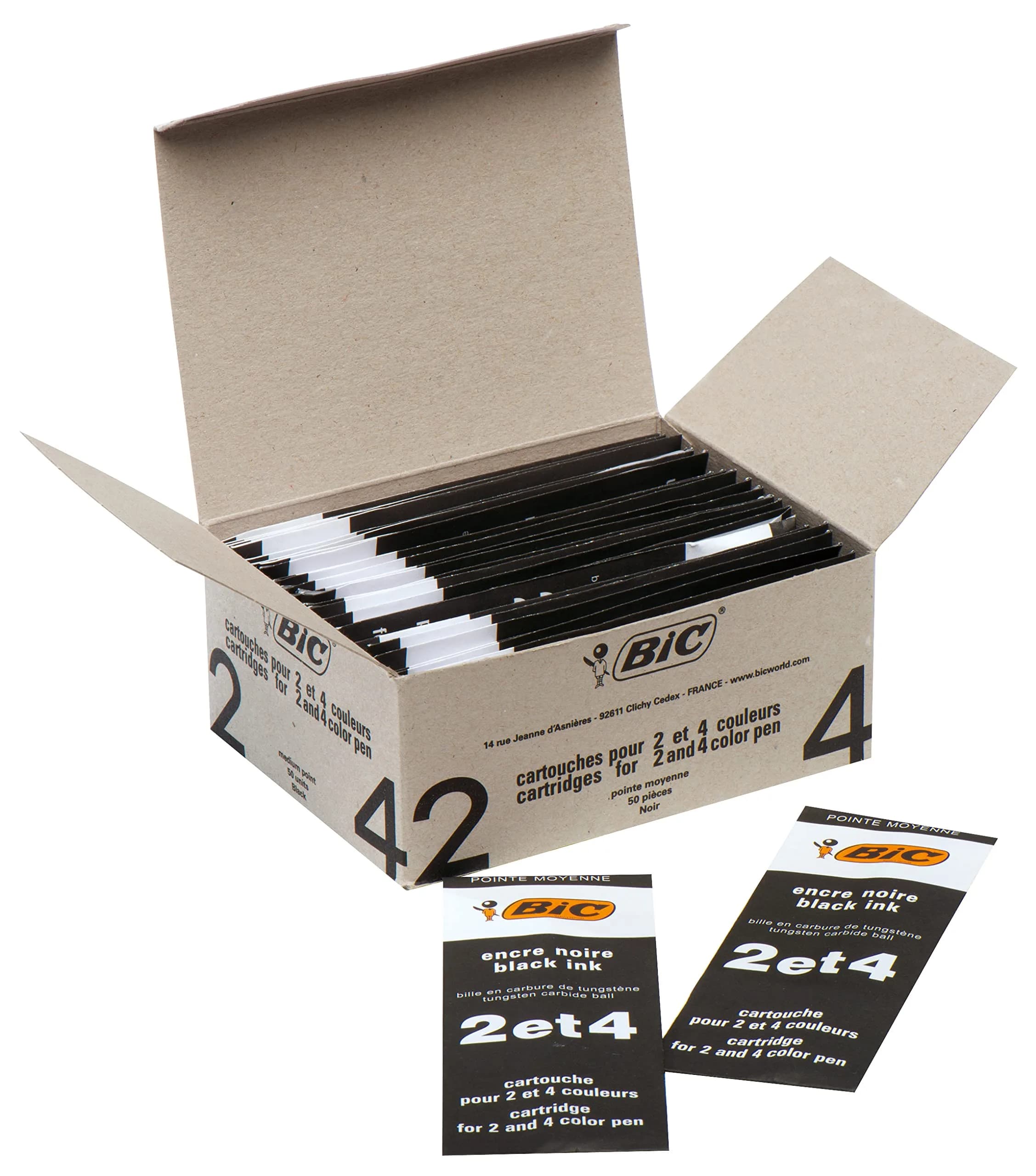 BIC Pen Refills - Black | Medium Point Ink for Bic 2 & 4 Colour Pens (50 pcs) — Black