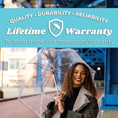 Totes Signature Clear Bubble Umbrella | 129.5 cm (51 in) Canopy | Auto Open Stick Umbrella with J-Handle thumbnail 6