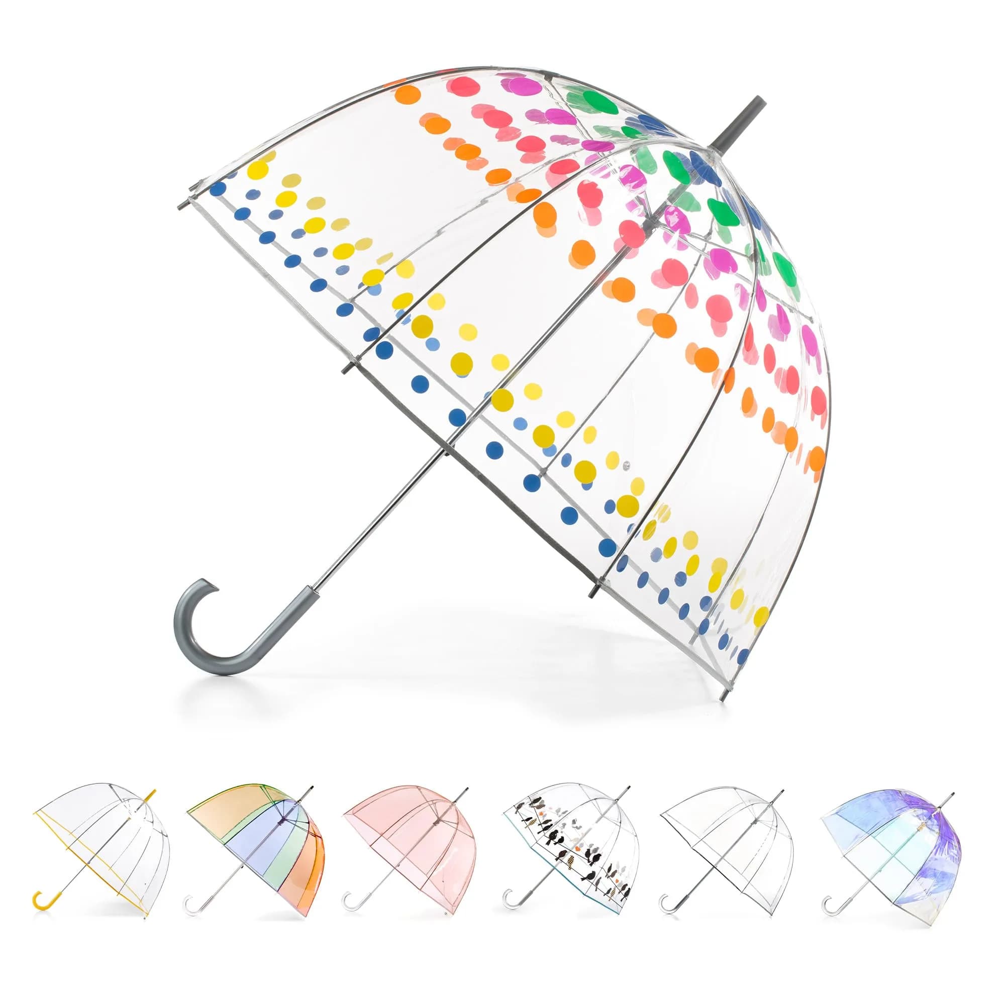 totes Signature Dots Clear Bubble Umbrella 51" | Auto Open Windproof Stick Umbrella for Travel & Events - main product image