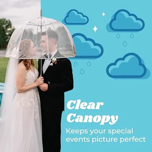 Totes Signature Clear Bubble Umbrella | 129.5 cm (51 in) Canopy | Auto Open Stick Umbrella with J-Handle thumbnail 3