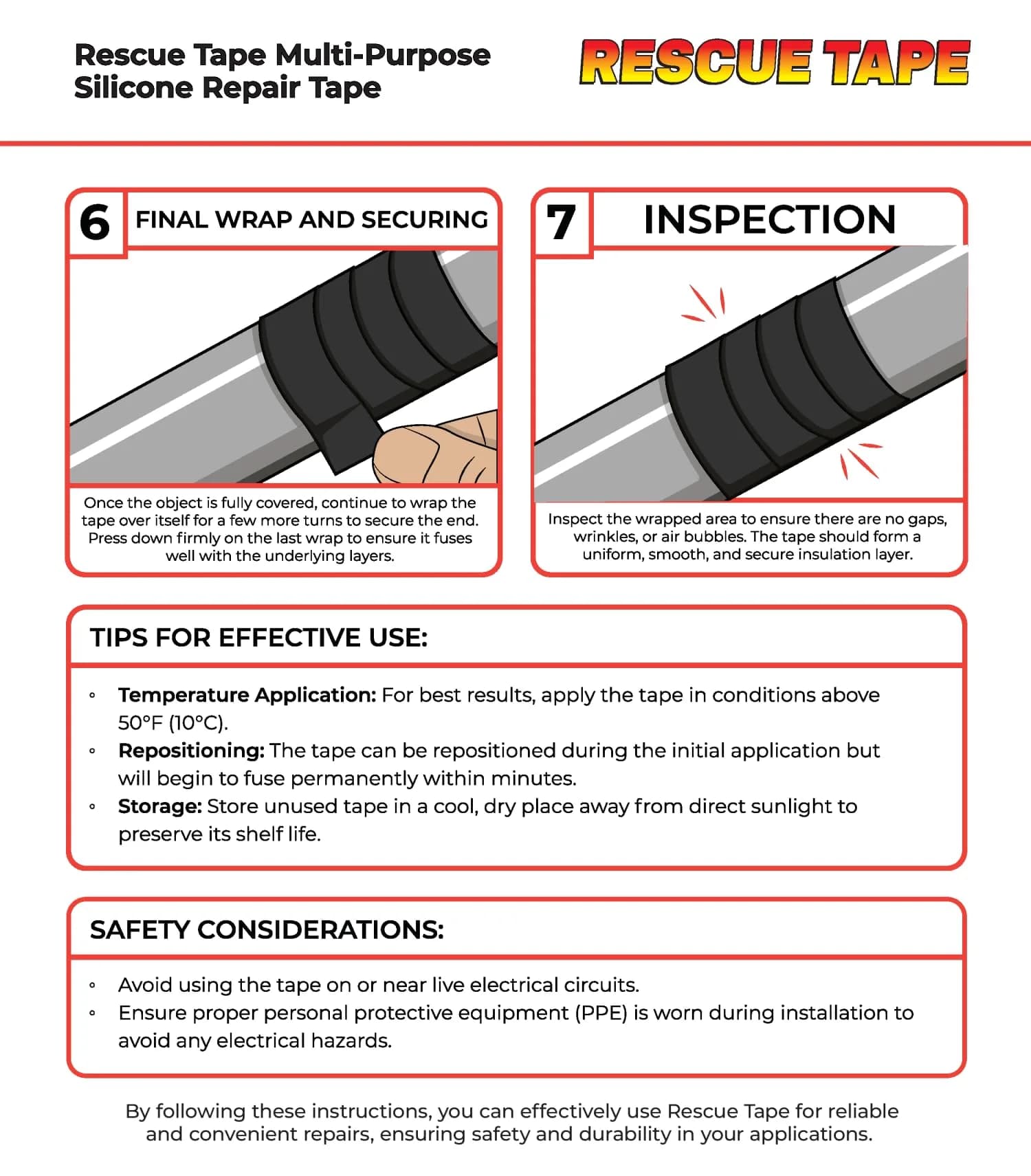 Bond It Rescue Tape Self-Fusing Silicone Repair Tape 3.05m (12 ft) Red | Seals Leaks, Insulates Wiring, Withstands 500°F - view 9