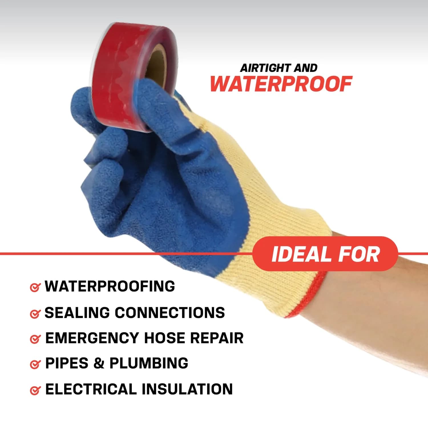 Bond It Rescue Tape Self-Fusing Silicone Repair Tape 3.05m (12 ft) Red | Seals Leaks, Insulates Wiring, Withstands 500°F - view 3