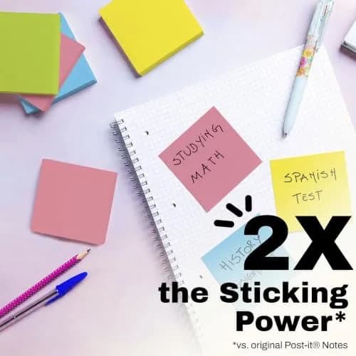 Post-it Super Sticky Notes, 3 x 3 in, Neon Fizz, 3 Pads, 45 Sheets/Pad | Vibrant Colors for Creative Reminders thumbnail 5