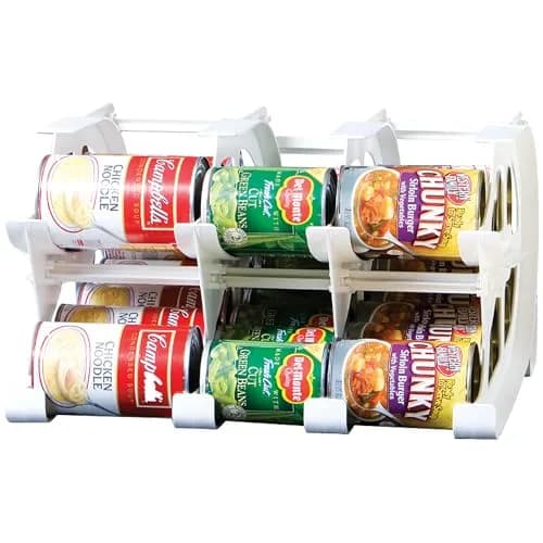 Shelf Reliance White 24 oz Storage Rack | Stackable & Adjustable Food Organizer for Pantry, USA Made thumbnail 1