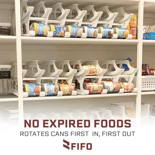 Shelf Reliance White 24 oz Storage Rack | Stackable & Adjustable Food Organizer for Pantry, USA Made thumbnail 4