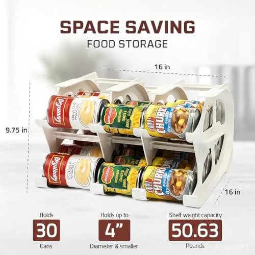 Shelf Reliance White 24 oz Storage Rack | Stackable & Adjustable Food Organizer for Pantry, USA Made thumbnail 3