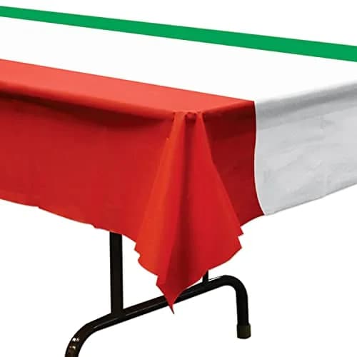 Beistle Red Tablecloth 137cm x 274cm (54" x 108") | Festive Striped Plastic Party Table Cover thumbnail 4