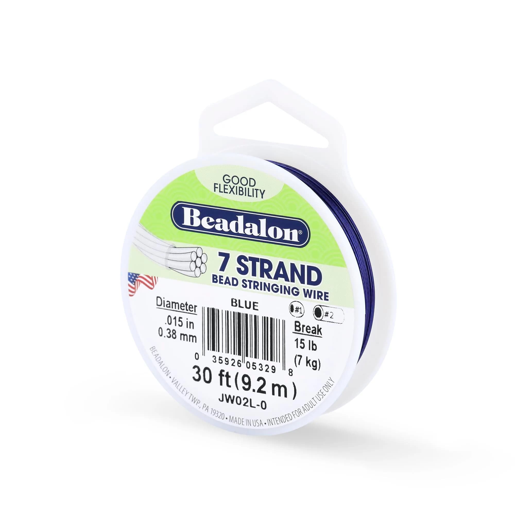 Beadalon 7-Strand Stainless Steel Beading Wire, 0.38 mm - Blue - main product image