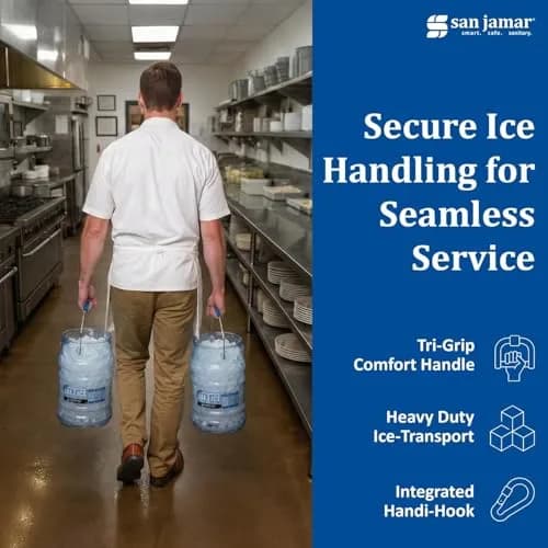 San Jamar Saf-T-Ice Bucket 6 Gallon (18.9 L) Blue | Commercial Ice Tote with HACCP Hook & Drying Hanger thumbnail 6