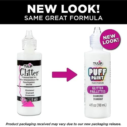 Tulip Dimensional Fabric Paint Glitter Diamond 4 Fl Oz (118 ml) | Permanent & Washable Puffy Texture thumbnail 3