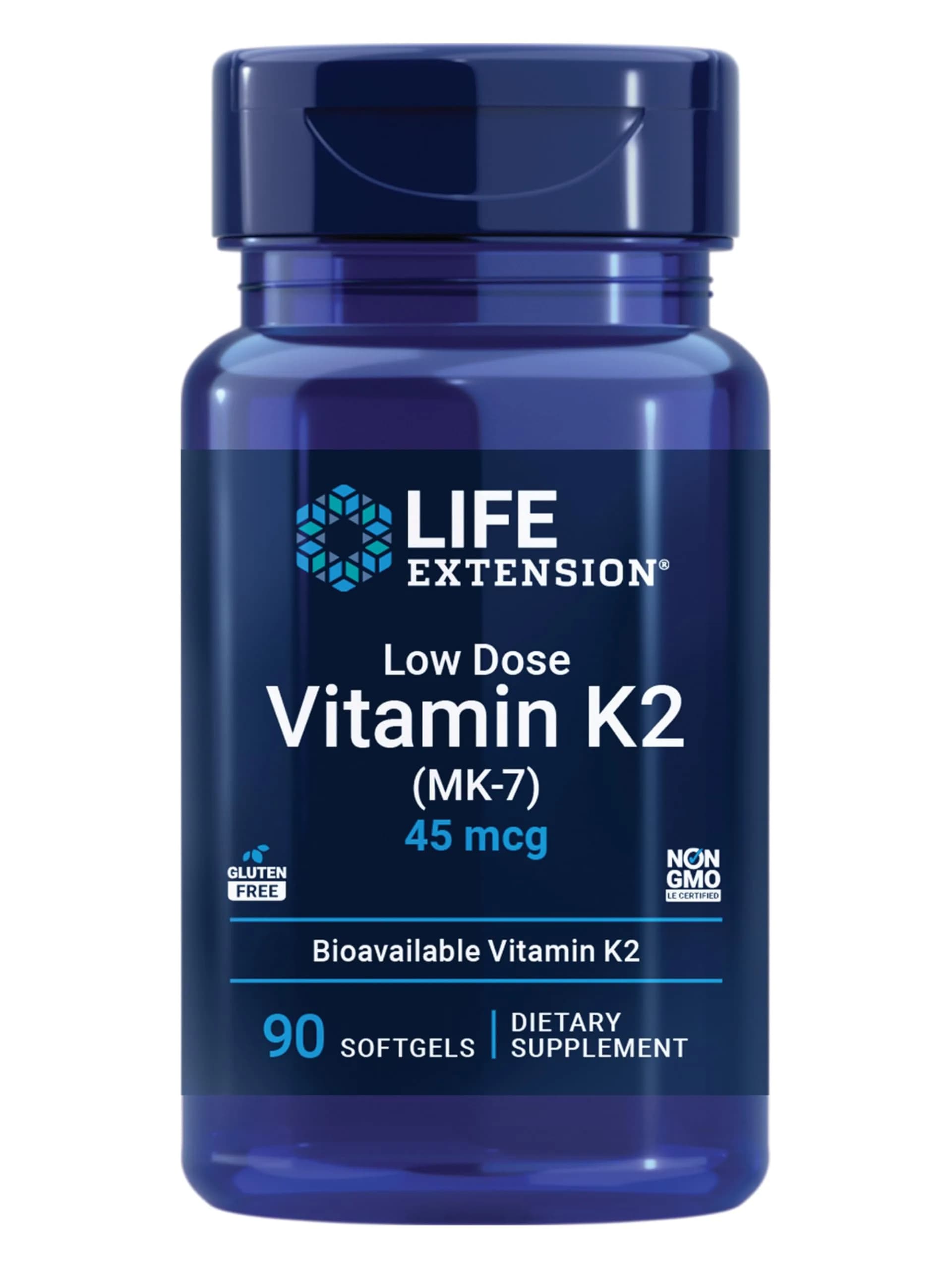 Life Extension Low Dose Vitamin K2 Supports Arterial & Heart Health, 90 Softgels — Light Yellow