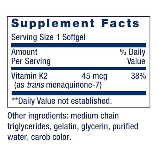 Life Extension Low Dose Vitamin K2 Supports Arterial & Heart Health, 90 Softgels thumbnail 3
