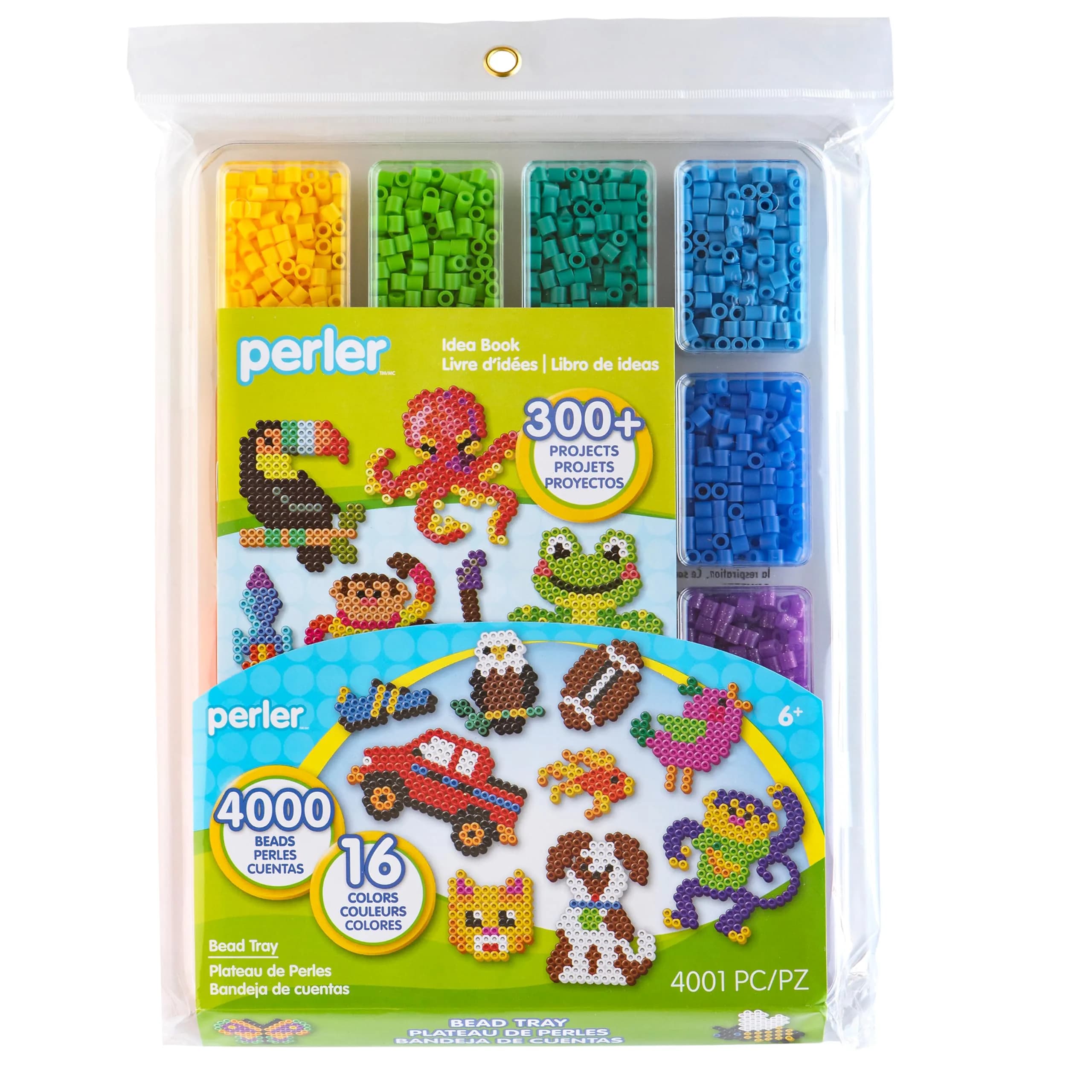 Perler Assorted Fuse Beads Kit with Storage Tray & Pattern Book, Multicolor, 4001pcs | Arts & Crafts for Kids & Adults