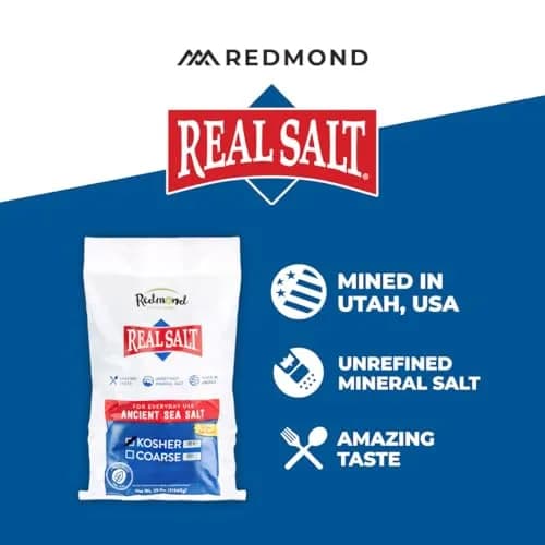 Redmond Real Salt - Natural Unrefined Gluten Free Kosher, 25 Pound Bag | Ancient American Pink Sea Salt thumbnail 3