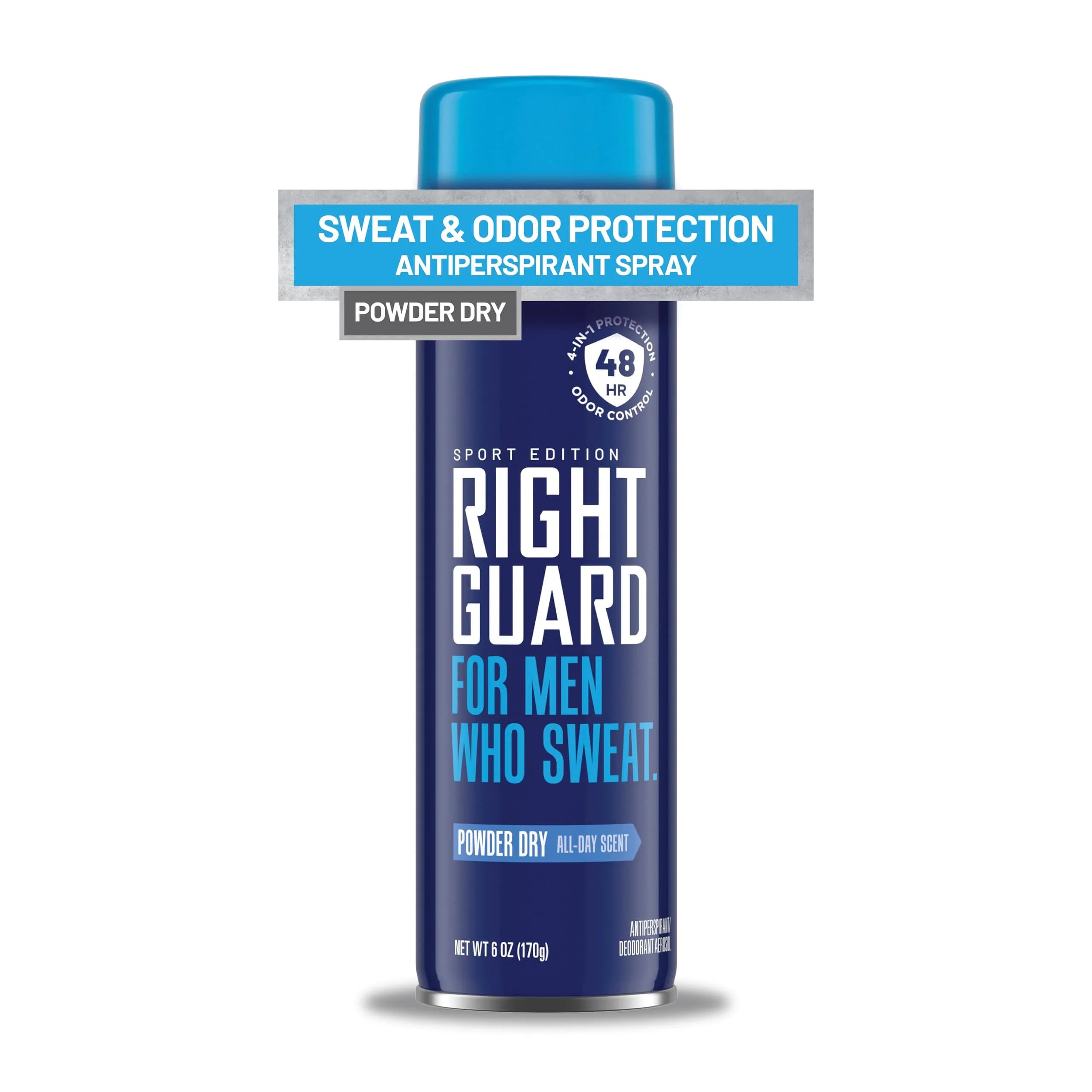 Right Guard Sport Powder Dry Scent Antiperspirant & Deodorant Spray 6oz | 48-Hour Odor & Sweat Block, Gentle on Skin