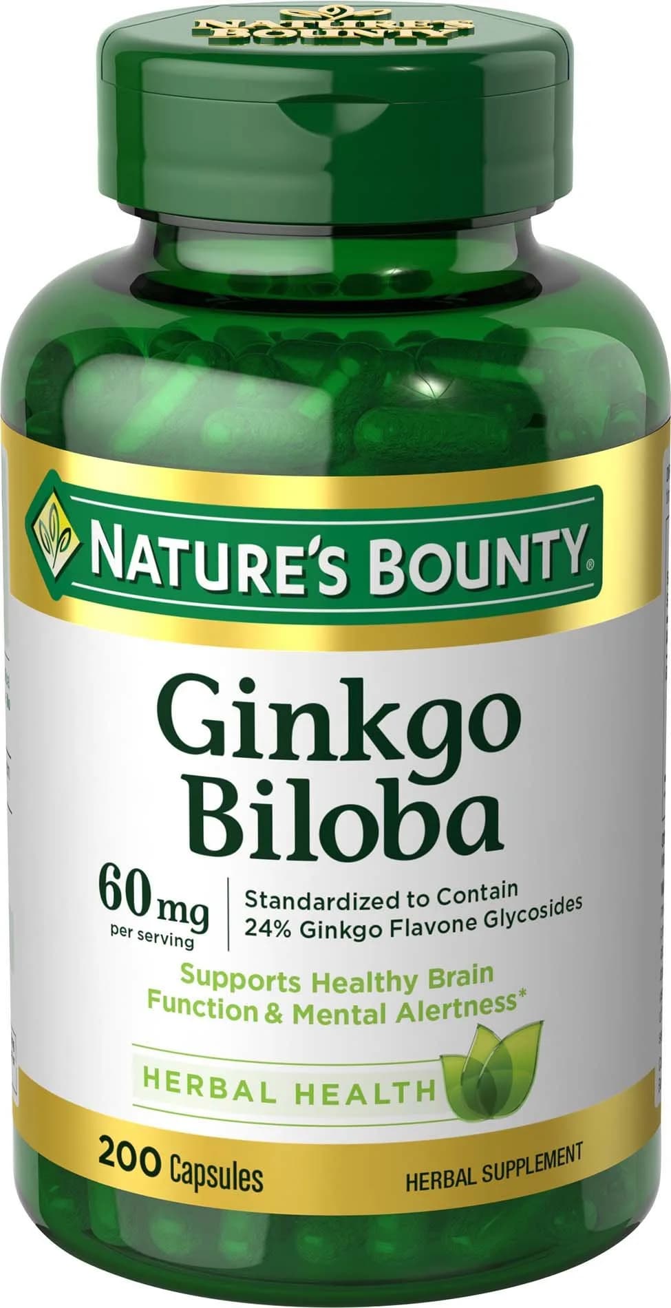 Nature's Bounty Ginkgo Biloba Herbal Supplement 60 Mg | Supports Brain & Memory