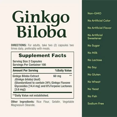 Nature's Bounty Ginkgo Biloba Herbal Supplement 60 Mg | Supports Brain & Memory thumbnail 5