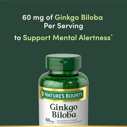 Nature's Bounty Ginkgo Biloba Herbal Supplement 60 Mg | Supports Brain & Memory thumbnail 3