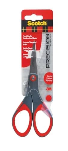 Scotch Precision Scissors 7-Inch Grey/Red | Sharp Blades for Everyday Use — 6-Inches