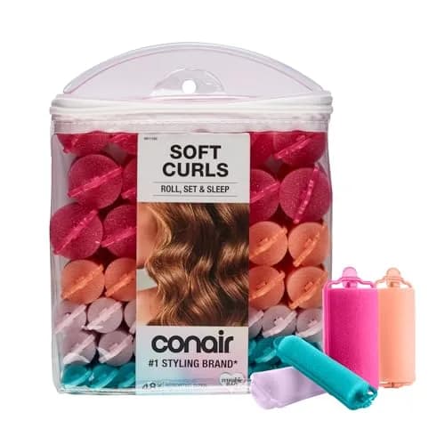 Conair Foam Hair Rollers with Snap Closures, 48 Count (Assorted Sizes) | Heatless Curls Overnight thumbnail 1