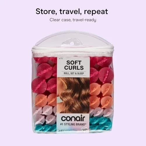 Conair Foam Hair Rollers with Snap Closures, 48 Count (Assorted Sizes) | Heatless Curls Overnight thumbnail 6