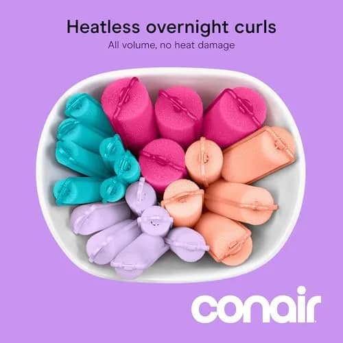 Conair Foam Hair Rollers with Snap Closures, 48 Count (Assorted Sizes) | Heatless Curls Overnight thumbnail 2