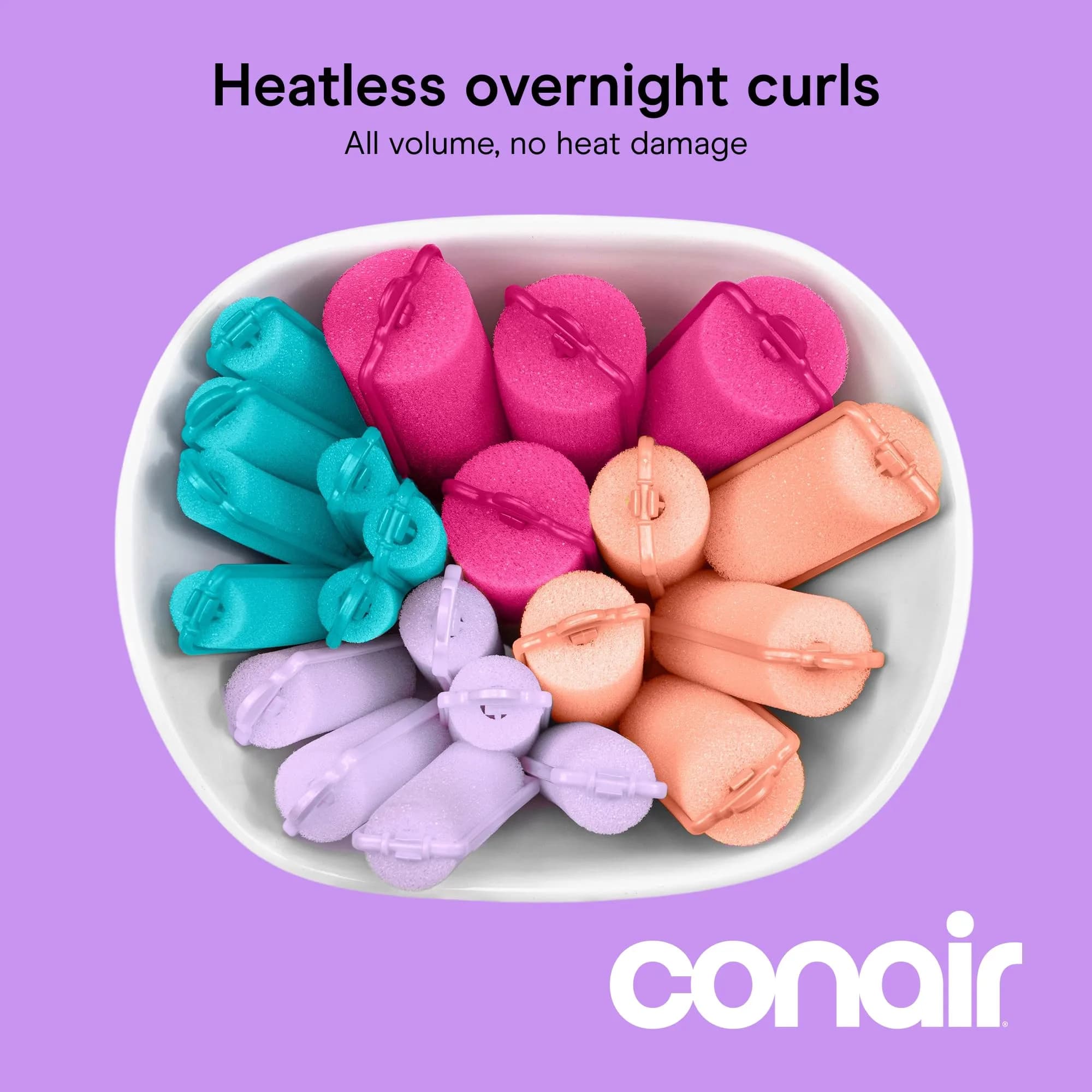 Conair Foam Hair Rollers with Snap Closures, 48 Count (Assorted Sizes) | Heatless Curls Overnight - view 2