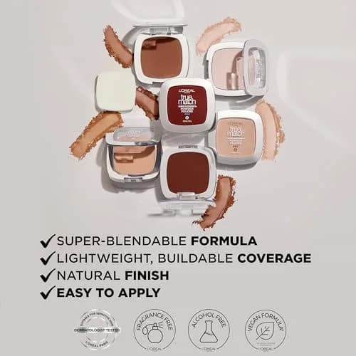 L'Oreal Paris True Match Super Blendable Oil-Free Foundation Powder N7 Medium Deep 0.33 oz | Matches Skin Tone & Texture thumbnail 5