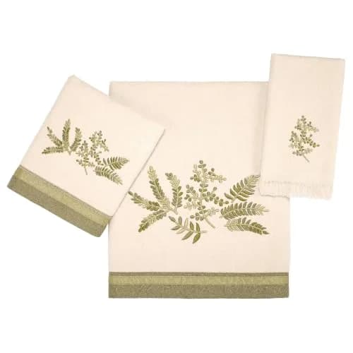Avanti Linens Greenwood Fingertip Towel, Ivory, 18.00" x 11.00" | Botanical Embroidered Cotton thumbnail 6