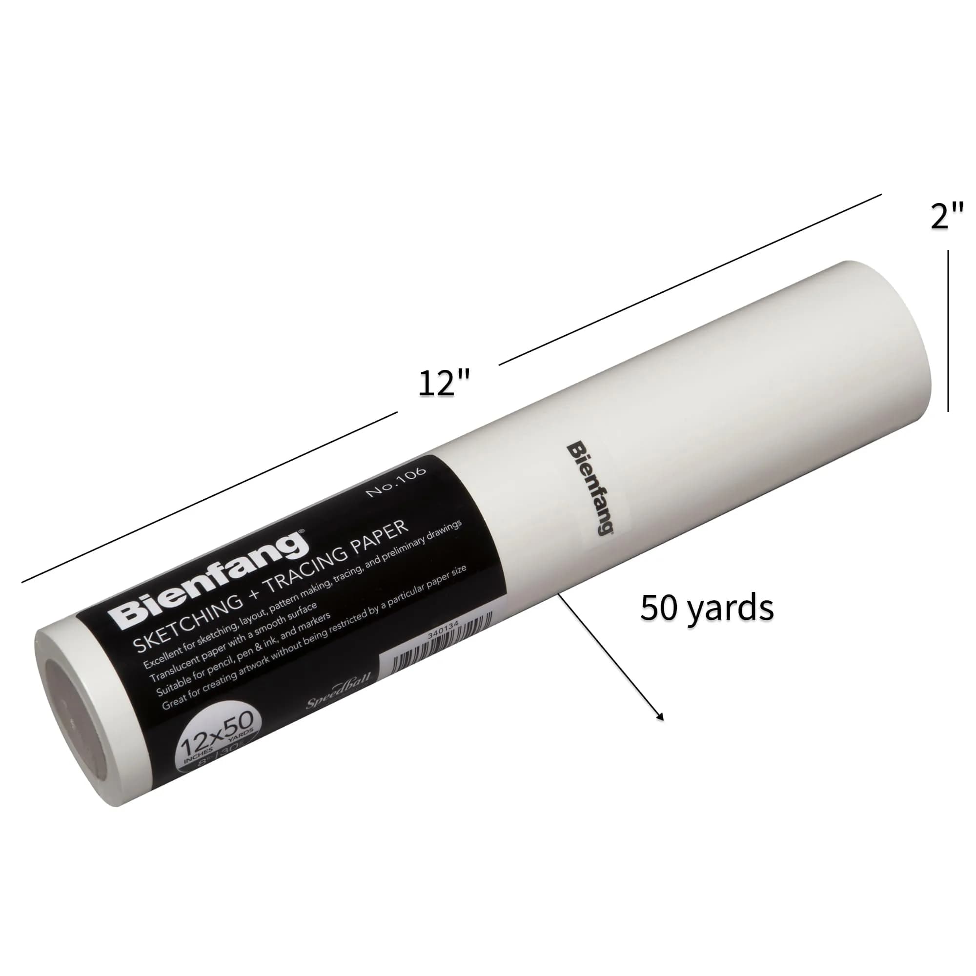 Bienfang White Sketching & Tracing Paper Roll 12 Inches x 50 Yards | Professional & Personal Use - view 3